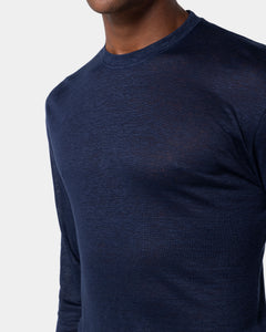T shirt manica lunga tinta unita Blu 100% Masters of Linen | Filatori
