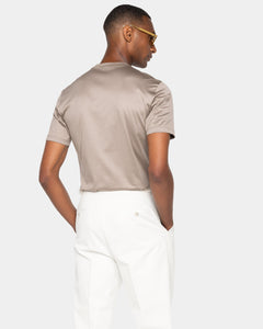 Taupe Short Sleeve T-Shirt 100% Egyptian Cotton | Filatori 