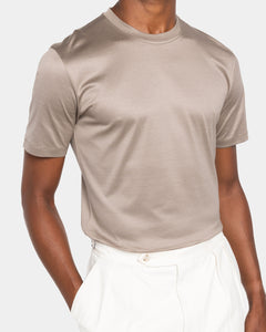 Taupe Short Sleeve T-Shirt 100% Egyptian Cotton | Filatori 