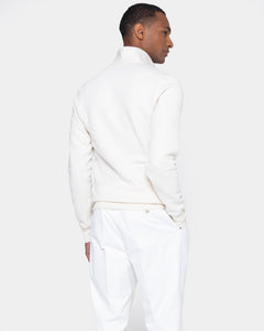 Natural White Half zip sweatshirt in Cotton Cashmere | Filatori